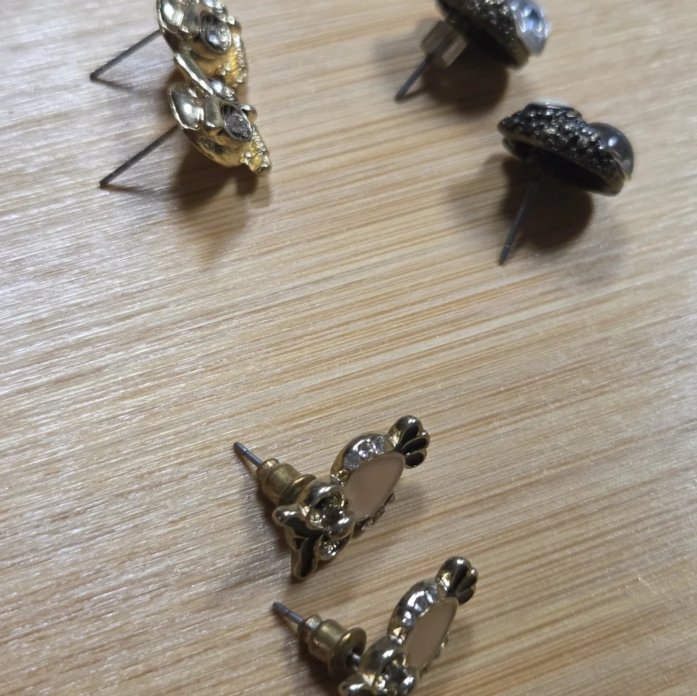 Owl Stud Earrings Set - Gold, Silver, and Black - Picture 5 of 5